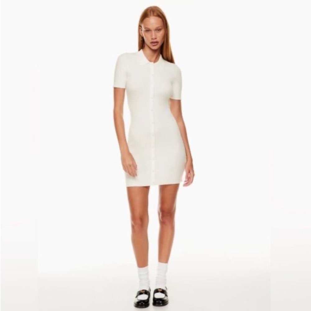 Aritzia Sunday Best Button Down White Polo Mini Dress XS